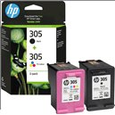 Lot de 2 Cartouches HP 305 (6ZD17AE) ( Noire+Couleur) -Authentique