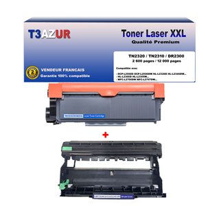 T3AZUR - Toner+Tambour compatible Brother TN 2320+DR 2300 