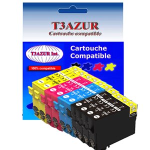 Lot de 10 Cartouches Compatibles pour Epson XP452, XP455 - T3AZUR Lot de 10 Cartouches Compatibles pour Epson XP452, XP455 - T3AZUR