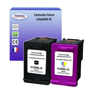 2 x Cartouches compatible avec HP remplace HP 300XL (1Noire+1Couleur)
