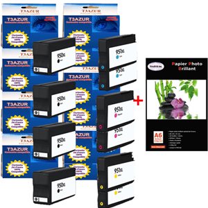 Lot de 10 cartouches compatibles HP OfficeJet Pro 8620+ Pack de 20 papiers photos A6 230gr