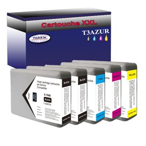 Lot de 5 Cartouches Compatibles pour Epson T7911 / T7912 / T7913 / T7914  - T3AZUR