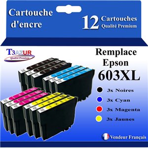12x cartouches d'encres compatibles avec Epson 603XL (3N+3C+3M+3Y)