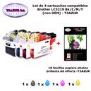 4 cartouches compatibles Brother LC3219XL Bk,C,M,Y pour Brother MFC J5330DW J5335DW J5730DW J5930DW -10f A6 brillantes -T3AZUR