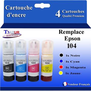 4 bouteille Ecotank 104 522 recharge Encre À Colorant Pour Epson EcoTank ET-2710 ET-2711 ET-2712 ET-2714 ET-2715 ET-2720 ET-2726