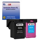 T3AZUR -Lot de 2 Cartouches compatibles pour HP n°302 XL Bk / n°302 XL Couleur