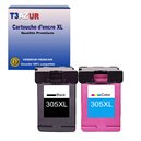 T3AZUR- Lot de 2 Cartouches compatibles avec  HP 305XL (Noir+Couleur)
