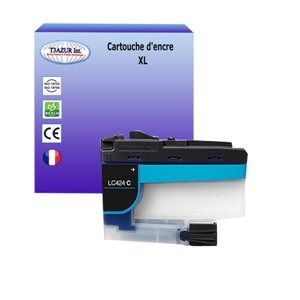 T3AZUR- Cartouche compatible avec Brother LC424 XL pour Brother DCP-J1200, DCP-J1200DW, DCP-J1200W, DCP-J1200WE Cyan
