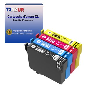 T3AZUR- 4x Cartouches compatibles avec Epson 503 XL pour Epson Expression Home XP-5200, XP-5205, WorkForce WF-2960DWF,WF-2965DWF