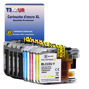 T3AZUR - 10x Cartouche compatible avec Brother DCP-J785DW, MFC-J985DW, LC22U XL 