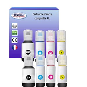 T3AZUR - Lot de 8 Encre compatible Epson 102