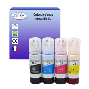 T3AZUR - Lot de 4 Encre compatible Epson 104