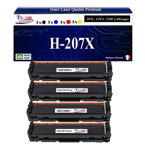 T3AZUR - 4x Toners compatibles avec HP Color LaserJet Pro MFP M283cdw, M2 remplace HP W2010X W2011X W2012X W2013X (HP 207X/207A)