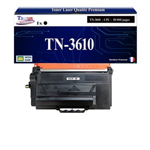 T3AZUR- Toner compatible avec Brother HL-L6410DN MFC-L6910DN TN-3610 XL Noir (18 000 pages)