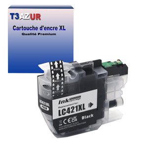 T3AZUR- Cartouche compatible avec Brother LC421 XL pour Brother DCP-J1050DW, DCP-J1140DW, DCP-J114DW, DCP-J1800DW  Noire