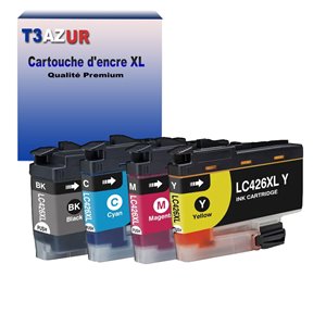 T3AZUR- 4x Cartouche compatible avec Brother LC426 XL pour Brother MFC-J4540DW XL, MFC-J4540DWT Jaune