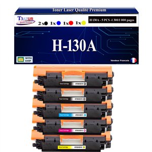 5 Toners génériques HP 130A, CF350A, CF351A,C F352A, CF353A +20f papiers photos A6 -T3AZUR