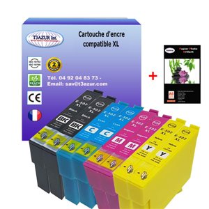 Lot de 8 Cartouches Compatibles pour Epson 502XL  - T3AZUR