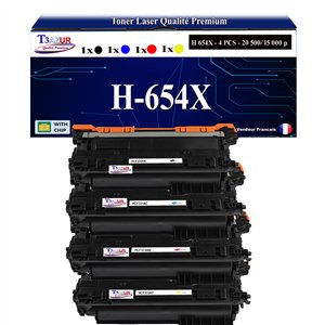 T3AZUR - 654X 4x Toners compatibles avec HP 654X compatible avec HP 