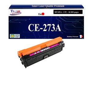 T3AZUR - 650A Toner compatible avec HP CE273A Magenta compatible avec HP Color LaserJet CP5520, CP5525DN, CP5525N, CP5525XH