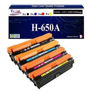 T3AZUR - 650A 4x Toners compatibles avec HP 650A compatible avec HP Color LaserJet Enterprise M750dn, M750n, M750xh