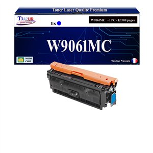 T3AZUR - Toner compatible avec W9061MC Cyan compatible avec HP Color LaserJet Managed E55040, MFP E57540c, E57540dn