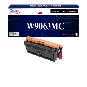 T3AZUR - Toner compatible avec W9063MC Magenta compatible avec HP Color LaserJet Managed E55040, MFP E57540c, E57540dn