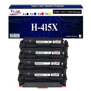 T3AZUR - 4x Toners compatibles avec HP Color LaserJet Pro MFP M479dw, M47 remplace HP W2030X W2031X W2032X W2033X (HP 415X/415A)