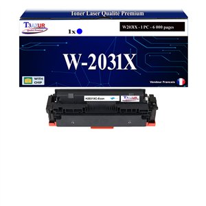 T3AZUR - Toner compatible avec HP Color LaserJet Pro MFP M479dw, M479fdn, M479f remplace HP W2031X / W2031A (HP 415X/415A)- Cyan