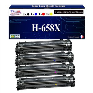 T3AZUR - 4x Toners compatibles avec HP Color LaserJet Pro M454dn, M454dw remplace HP W2030X W2031X W2032X W2033X (HP 415X/415A)