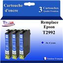 T3AZUR - 3x Cartouches compatibles avec Epson Expression Home XP-235, XP-245, XP-247, XP-255, XP-257, XP-332, XP-335, XP-342, XP