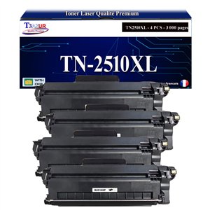 T3AZUR - 4x Toners compatibles avec Brother MFC-L2835DW, MFC-L2860DW, MFC-L2860DWE, TN2510, TN2510XL 