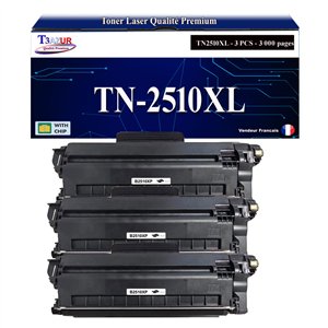 T3AZUR - 3x Toners compatibles avec Brother HL-L2445DW, HL-L2447DW, HL-L2865DW, TN2510, TN2510XL 
