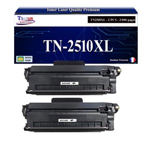 T3AZUR - 2x Toners compatibles avec Brother HL-L2445DW, HL-L2447DW, HL-L2865DW, TN2510, TN2510XL 