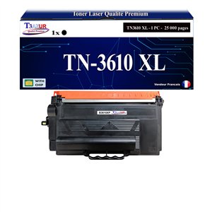 T3AZUR- Toner compatible avec Brother HL-L6410DN MFC-L6910DN TN-3610 XL Noir (25 000 pages)