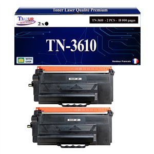 T3AZUR- 2x Toners compatibles avec brother TN3610, TN3610 Noir (18 000 pages)