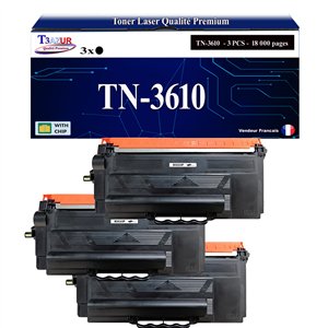 T3AZUR- 3x Toners compatibles avec Brother HL-L6410DN MFC-L6910DN TN-3610 XL Noir (18 000 pages)
