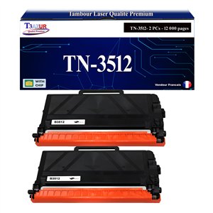 T3AZUR - 2x Toners compatibles avec Brother TN3512 Noir - 12 000 pages