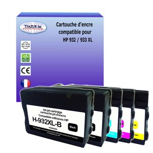 T3AZUR - Lot de 5 Cartouches compatible HP n°932/933 XL 