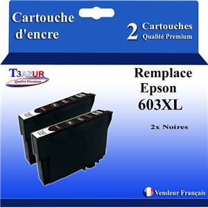 2 cartouches d'encre compatibles avec Epson 603XL Noire