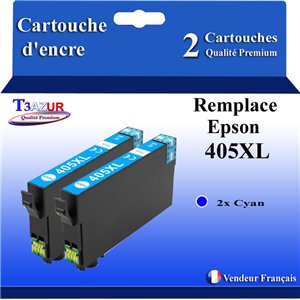 2x cartouches compatibles avec Epson 405XL- Cyan