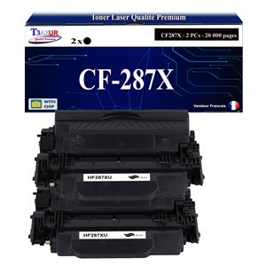 T3AZUR  - 2x Toners compatibles avec HP CF287X (87X)  Noir