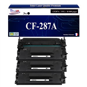 T3AZUR  - 4x Toners compatibles avec HP CF287A (87A) Noir