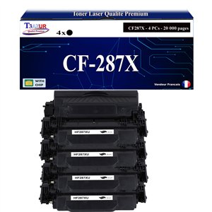 T3AZUR  - 4x Toners compatibles avec HP CF287X (87X)  Noir