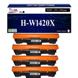 T3AZUR - 4x Toner/Laser générique HP W1420X (142X)  Noir