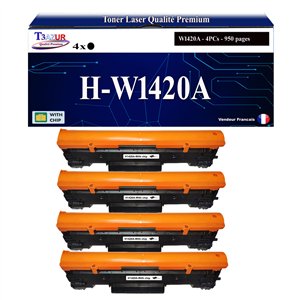T3AZUR - 4x Toner/Laser générique HP W1420A (142A)   Noir