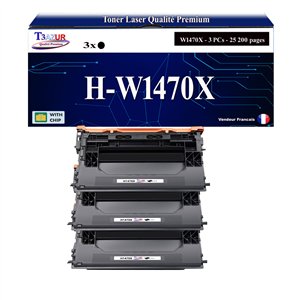 T3AZUR - 3x Toners compatibles HP 147X (W1470X)  Noir