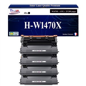 T3AZUR - 4x Toners compatibles HP 147X (W1470X)  Noir