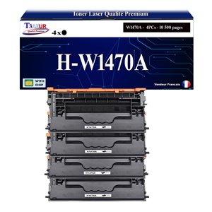 T3AZUR - 4x Toners compatibles HP 147A (W1470A)  Noir