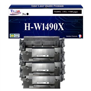 T3AZUR - 3x Toners compatibles W1490X compatible avec HP Noir